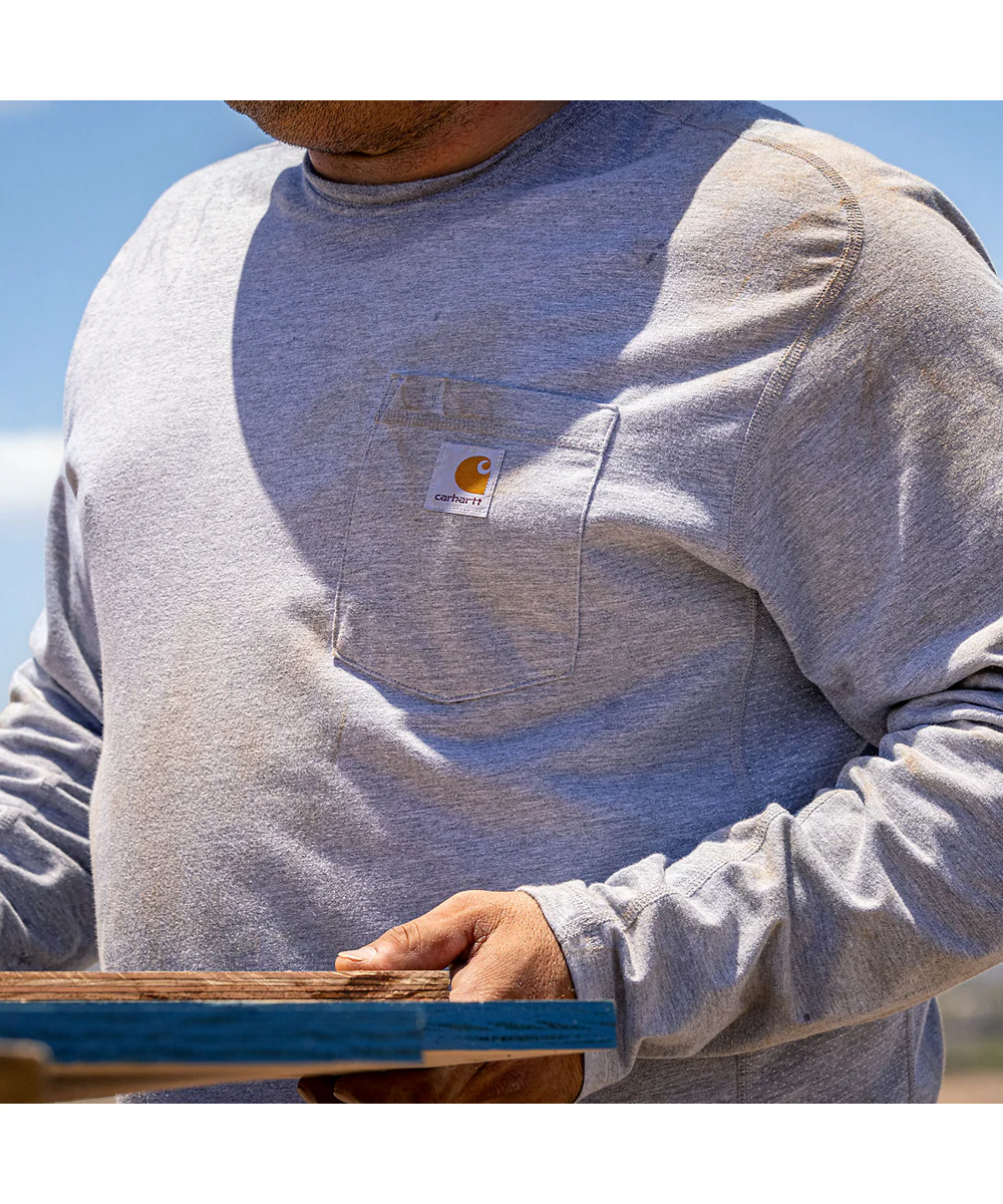 Carhartt Men's Force Long Sleeve Pocket T-shirt - Heather Grey - Image 2