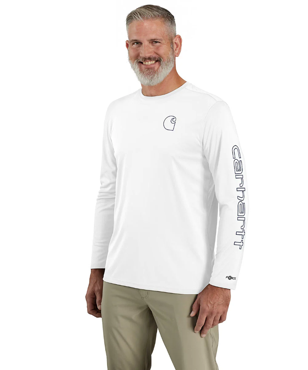 Carhartt Men's Force Sun Defender Long Sleeve T-shirt - White/Navy