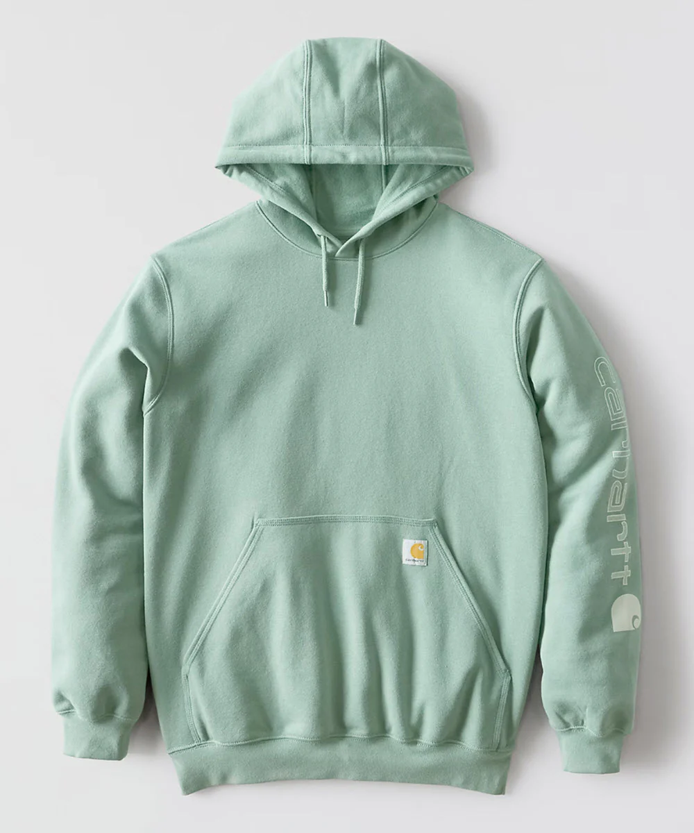 Carhartt Midweight Logo Hooded Sweatshirt - Green Slate - Image 2