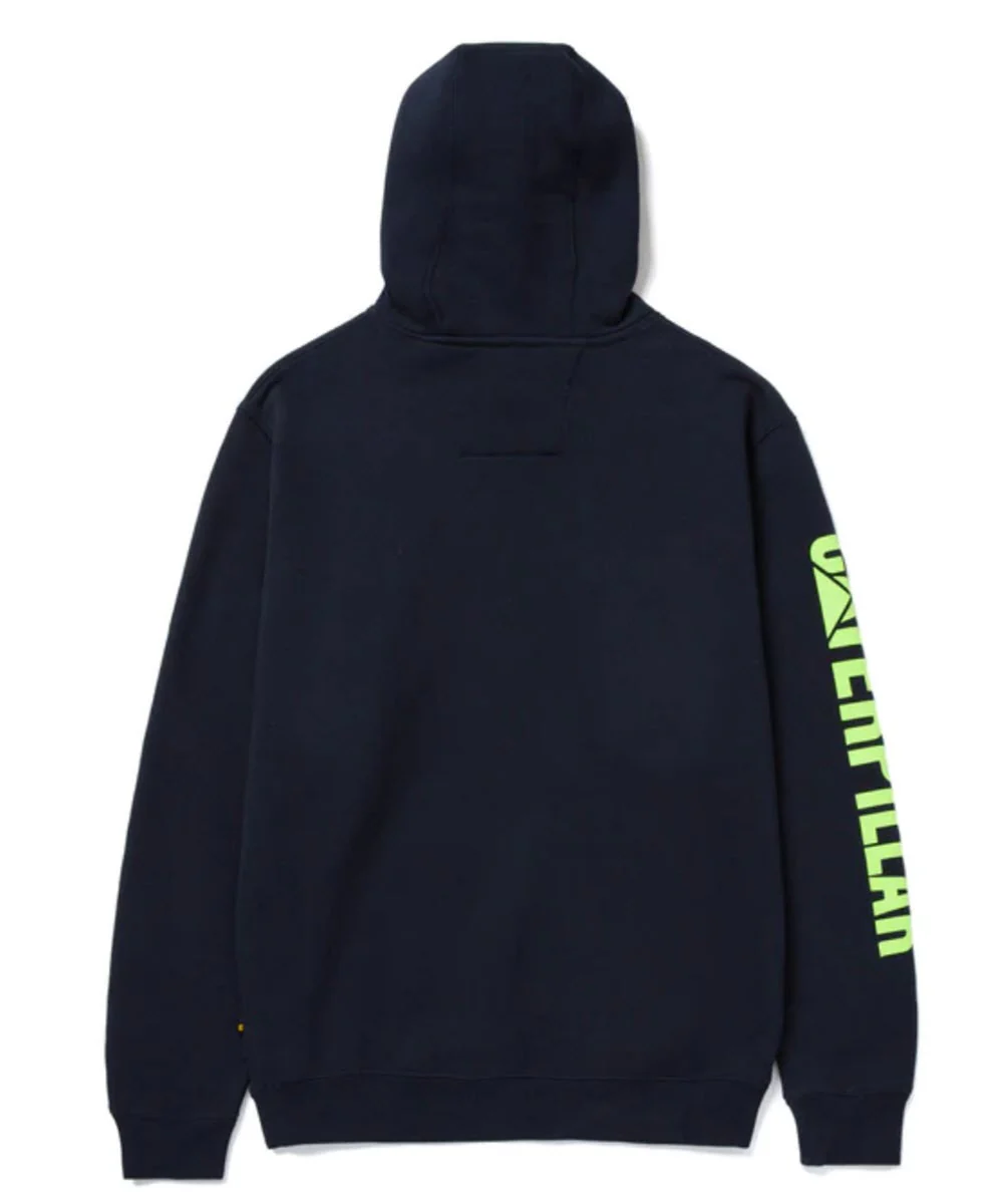 CAT Trademark Banner Hooded Sweatshirt - Eclipse Navy/Hi-Vis - Image 2