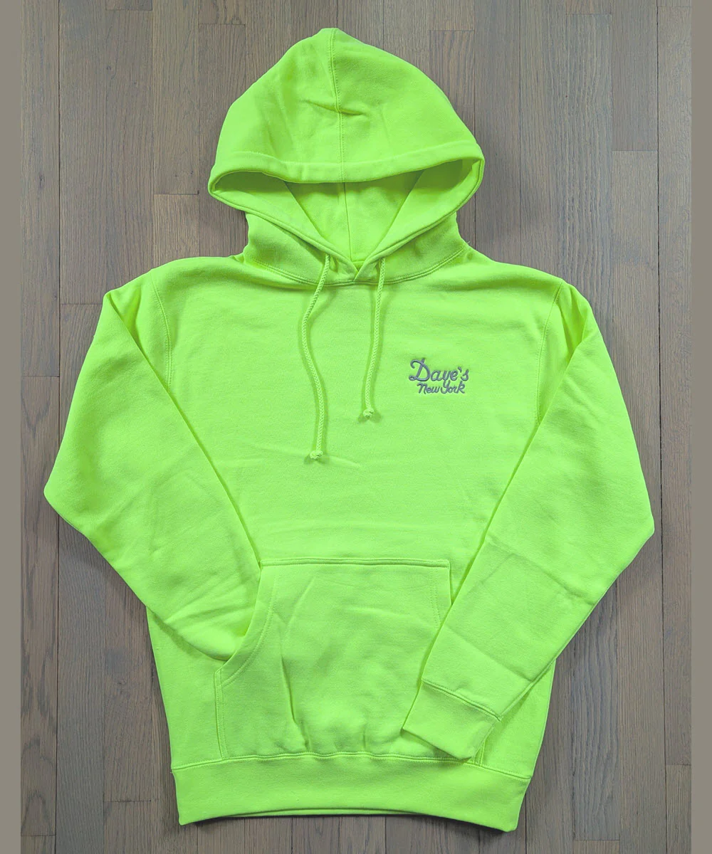 Dave's New York Vintage Logo Hooded Sweatshirt - Bright Lime