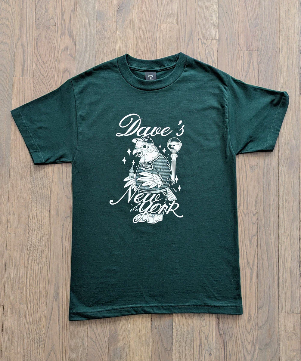 Dave's New York X Henbo Henning Collab "Icons" T-shirt - Pigeon in Forest Green