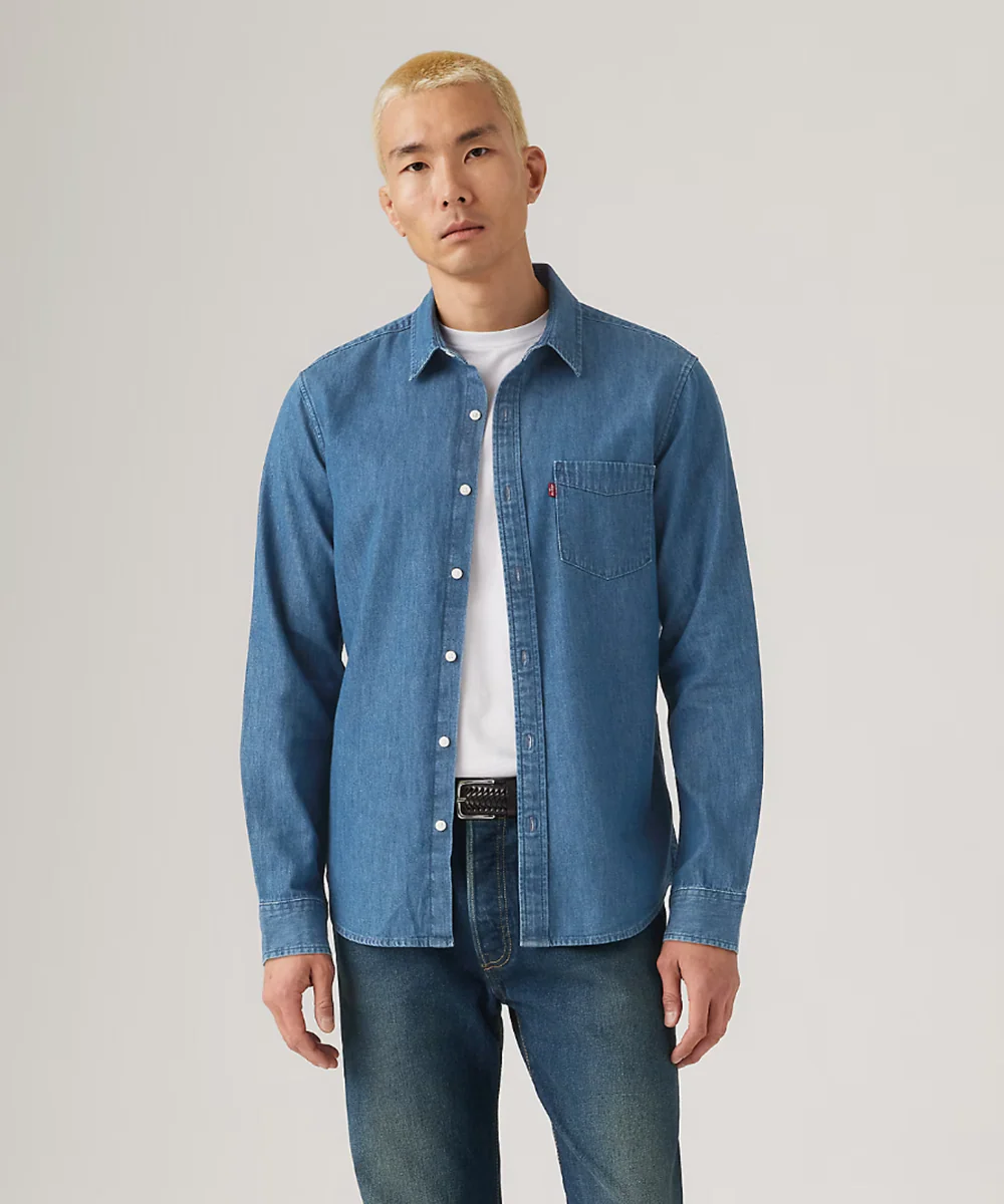 Levi's Men's One-Pocket Oxford Shirt - Medium Stonewash