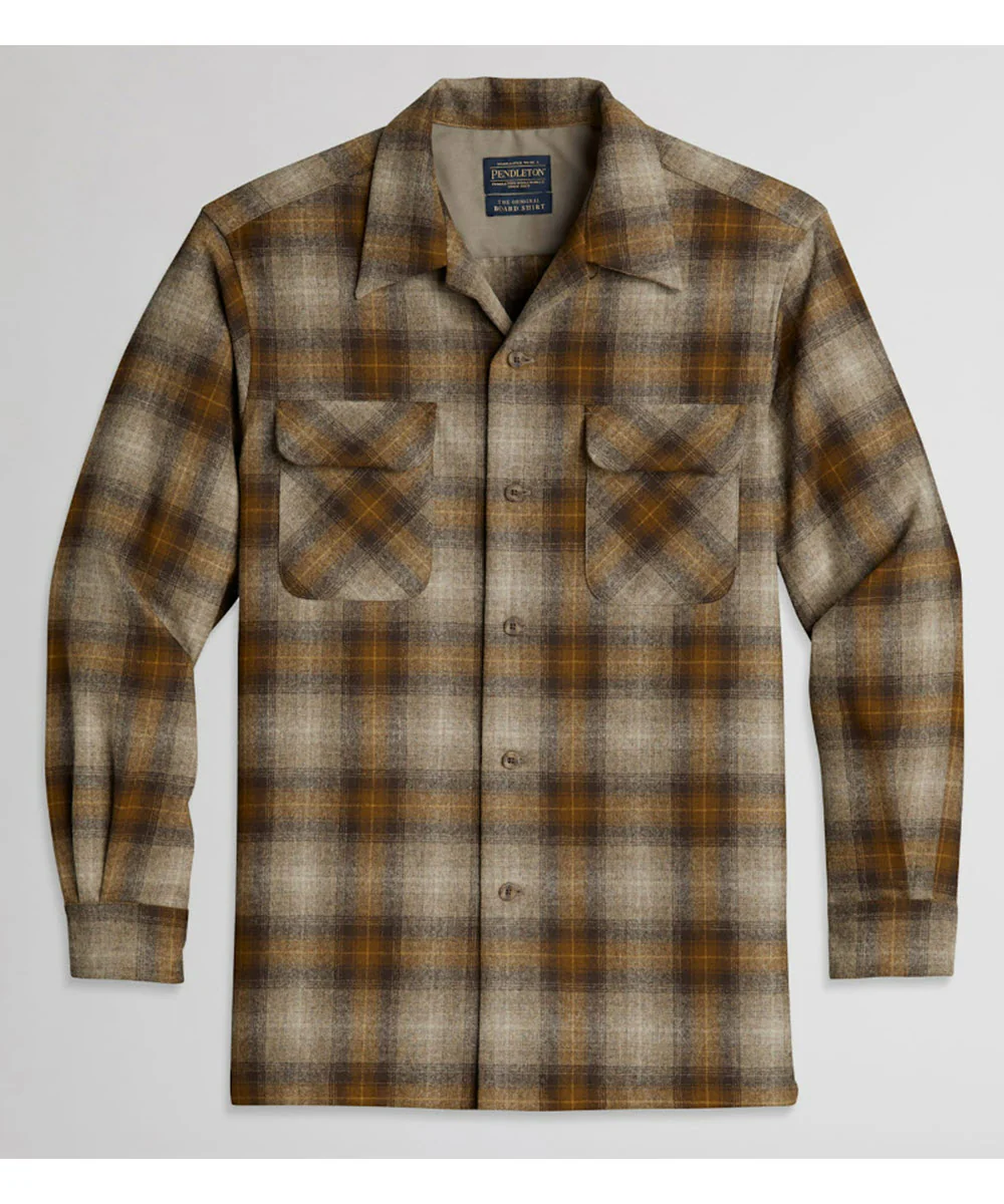 Pendleton Men's Wool Board Shirt - Brown/Tan Ombre Plaid