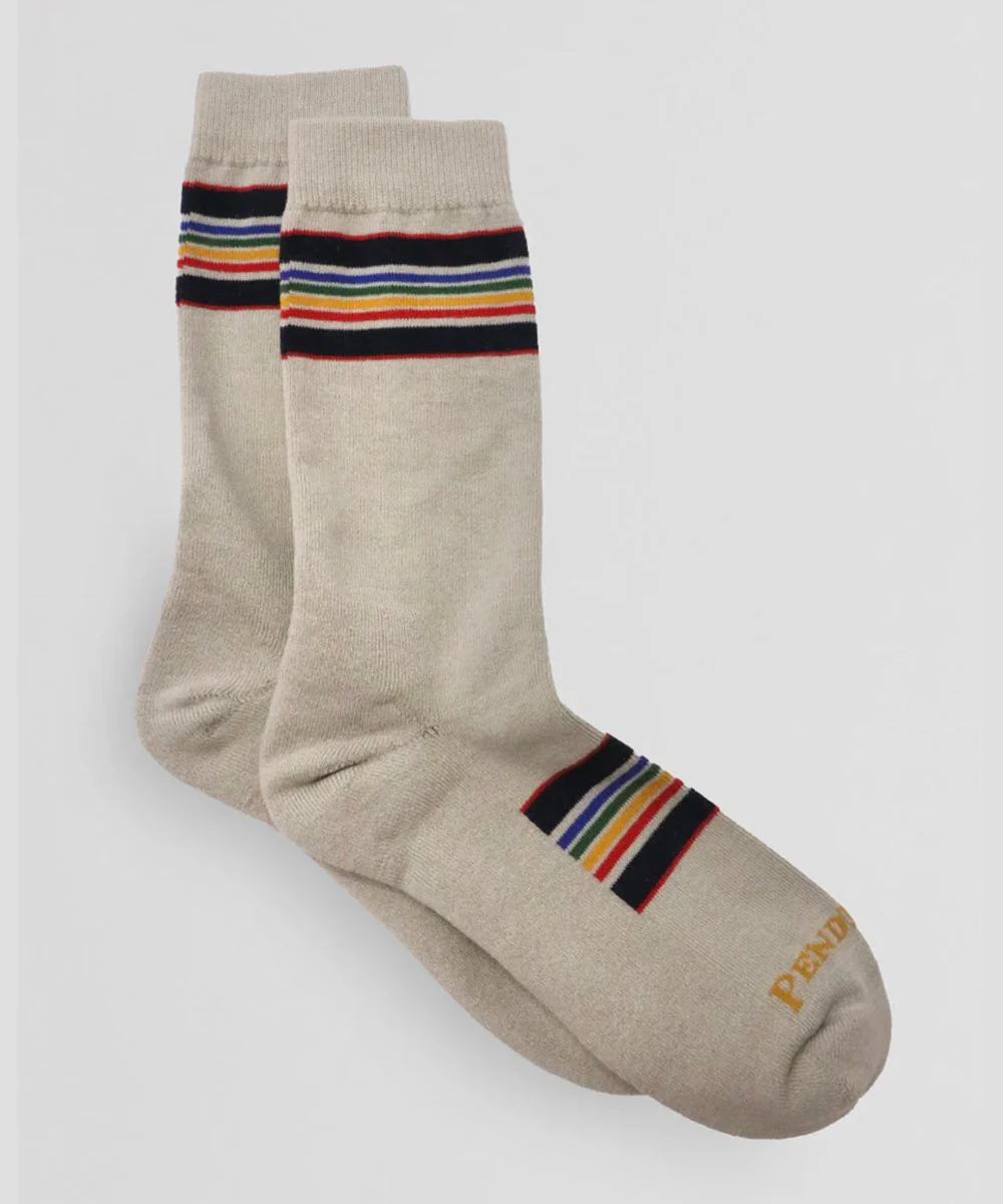 Pendleton National Park Striped Crew Socks - Yellowstone Taupe