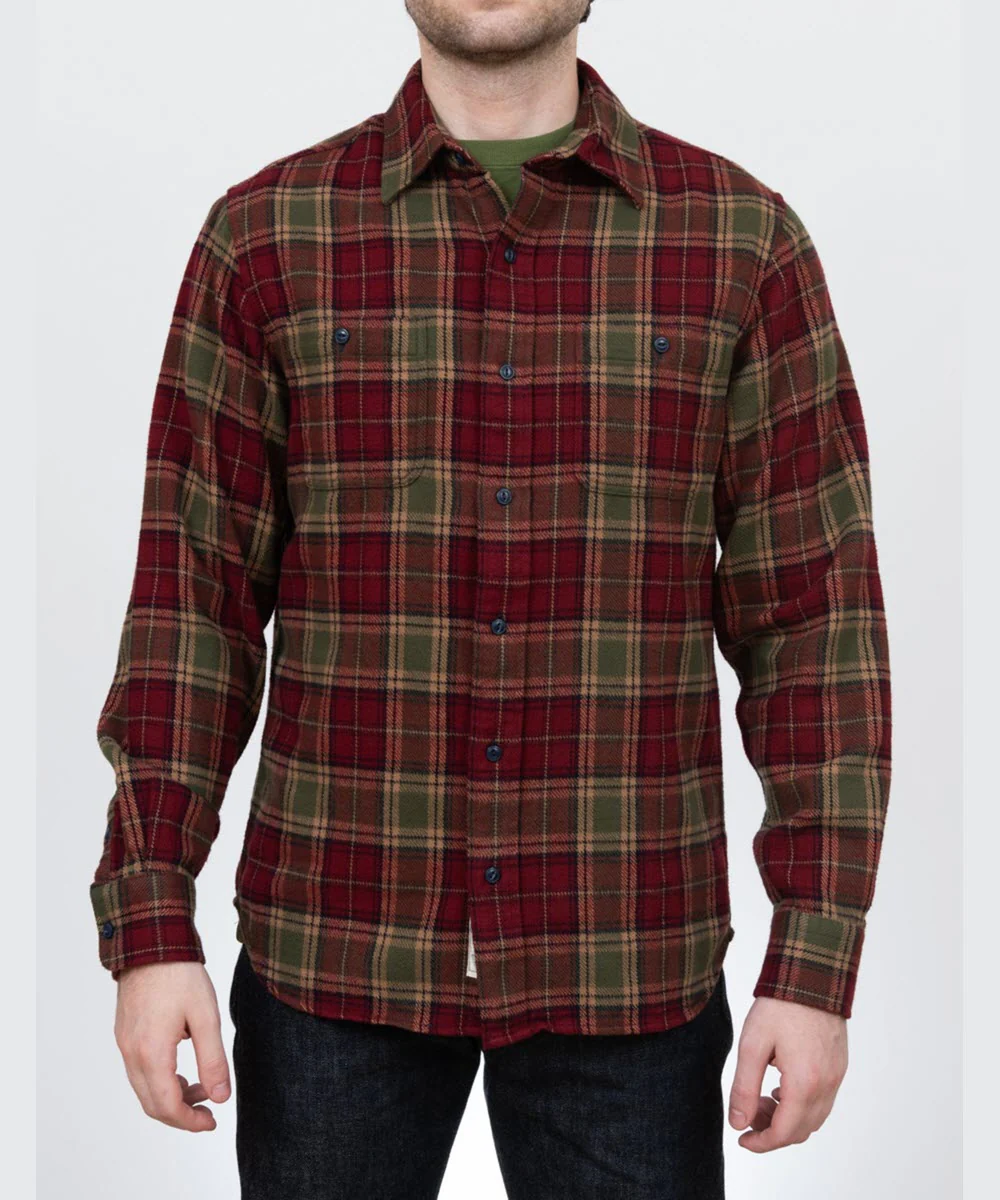 Schott NYC Men's Plaid Flannel Shirt - Burgundy - Image 2