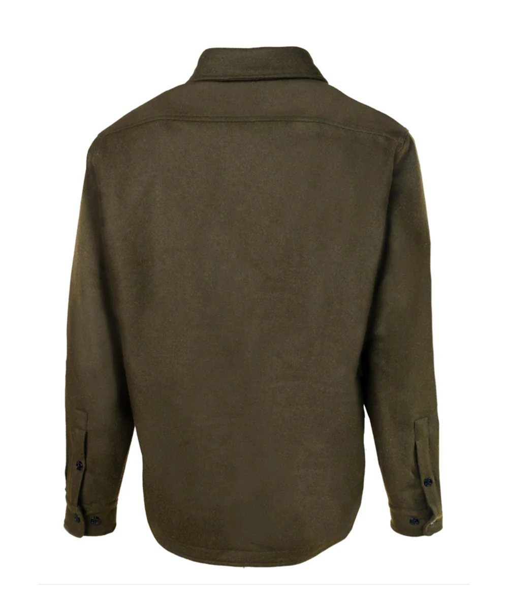 Schott NYC Men's Sherpa Lined Wool CPO Shirt - Olive - Image 2